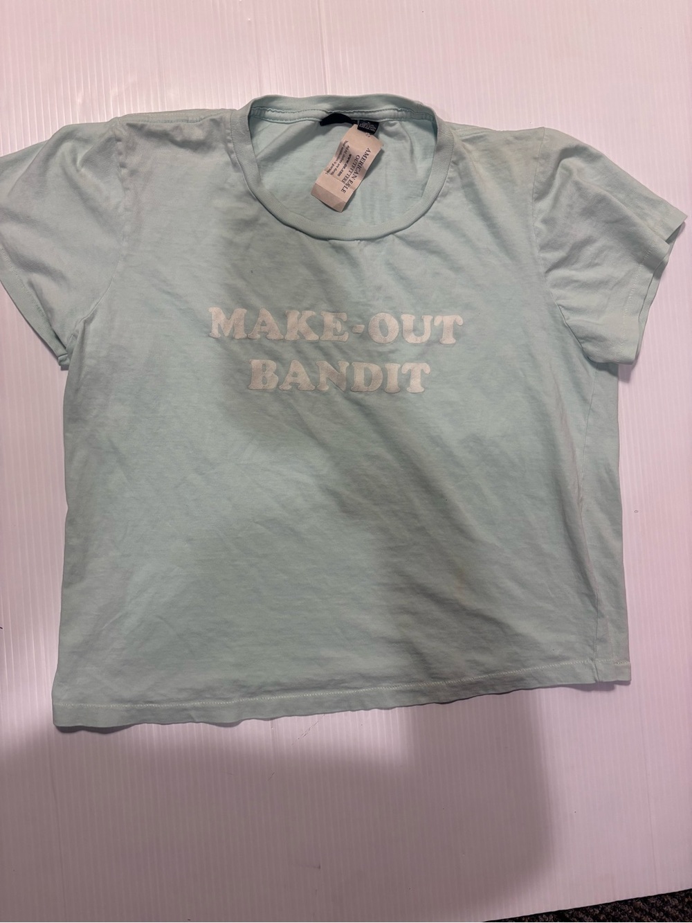 NWT American Eagle Outfitters Mint "MAKE-OUT BANDIT" Short Sleeve Tee